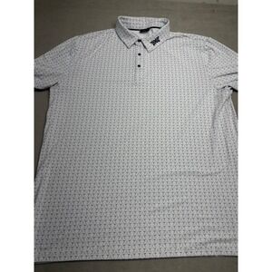 PXG Mens XL White Geometric Golf Club Print Performance Polo Shirt Short Sleeve